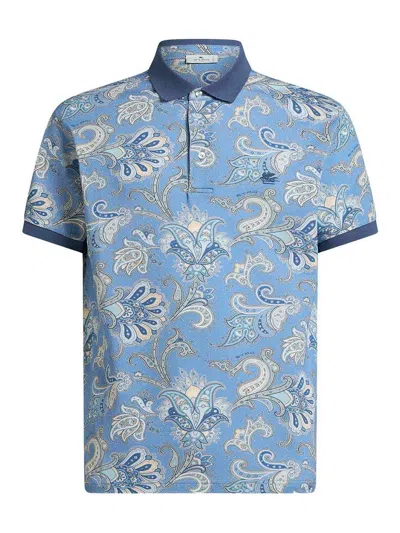 Etro Short-sleeved Light Blue Cotton Polo Shirt