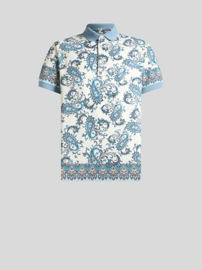 Etro , Polo Aus Baumwolle Mit Abgesetztem Print, Herren, Pulverblau, Grösse 3xl In Blue
