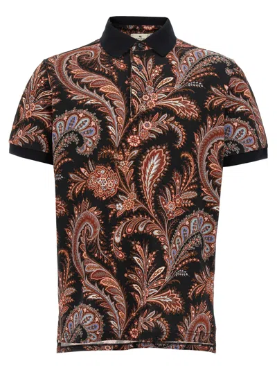 Etro Multicolor Paisley Flowers Polo In Brown