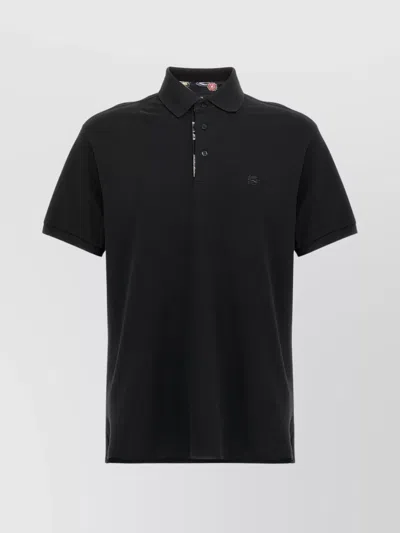 Etro 'polo Pegaso' Shirt Featuring Side Slits In Black