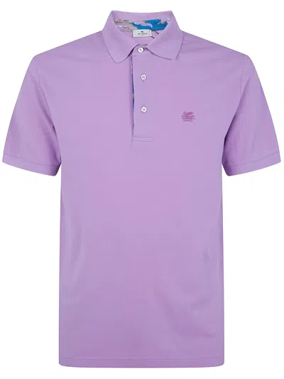 Etro Polo Roma Printed Details In Purple