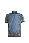Etro Floral Print Polo T-shirt In Blue