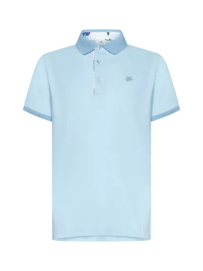 Etro Polo Shirt In Clear Blue