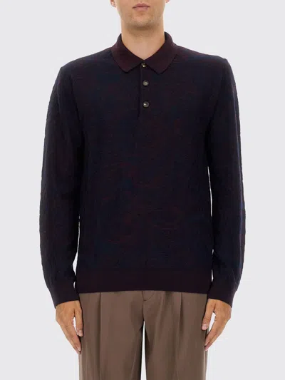 Etro Long-sleeved Polo Shirt In Black