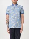 Etro Polo Shirt With Print In Gnawed Blue