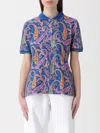 Etro Paisley Collared Polo Top In Blue