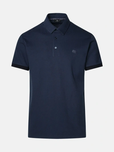 Etro Polo Shirt In Blue Cotton