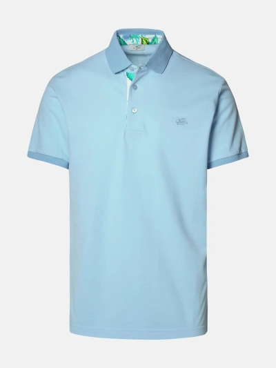 Etro Polo Shirt In Light Blue Cotton