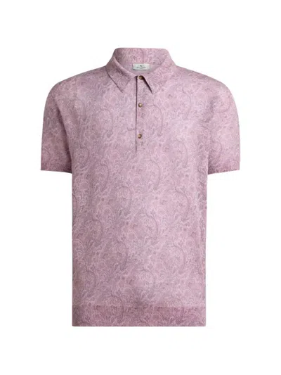 Etro Polo Shirt With Floral Pattern In Pink