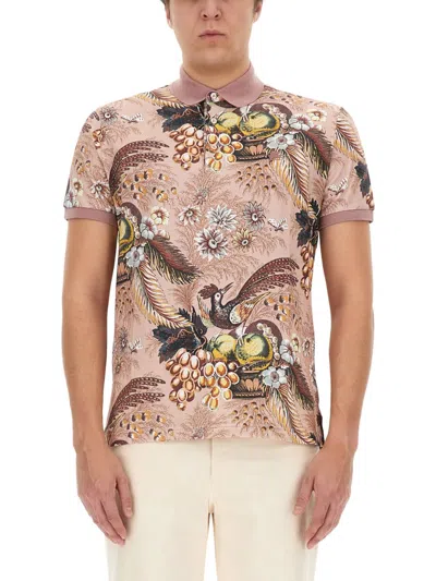 Etro Floral-print Cotton Polo Shirt In Multicolour