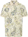 Etro Pegasus Motif Paisley Print Polo Shirt In White
