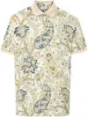 Etro Pegasus Motif Paisley Print Polo Shirt In White
