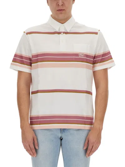 Etro Polo Shirt With Pegasus Embroidery In Ivory
