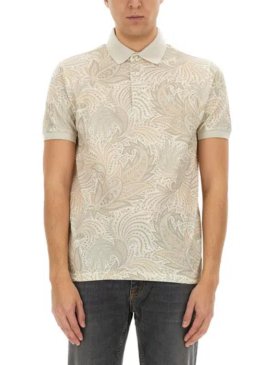 Etro Polo Shirt With Print In Neutral