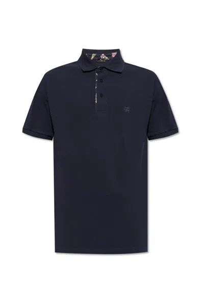 Etro Polo With Logo In Blue