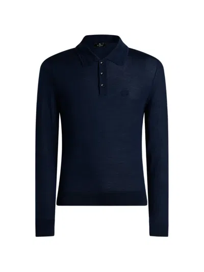 Etro Polo-style Wool And Silk Sweater In Black