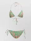 Etro Green And Pink Paisley Print Bikini Set In Green