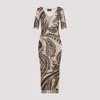 Etro Printed Tulle Midi Dress In Stampa Fdo Rosa