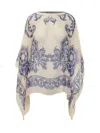 Etro Women Blue Cape With All-over Paisley Print In Silk Woman In Multi
