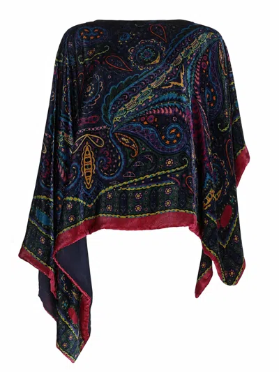 Etro Poncho Asimmetrico Con Stampa Paisley In Multi