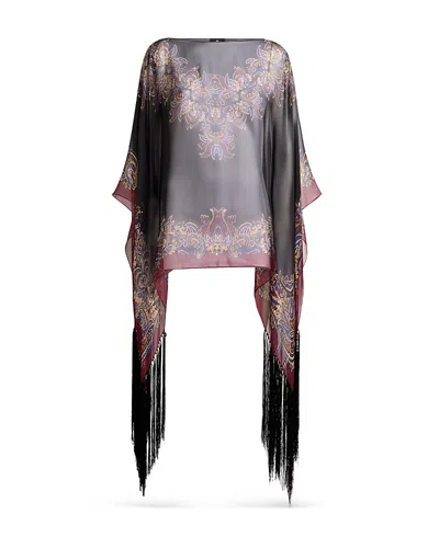 Etro Poncho With Fringes In Black