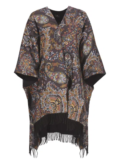 Etro Paisley-print Silk Cape In Multicolour