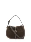 Etro Suede Leather Shoulder Bag With Removable Strap In Brown