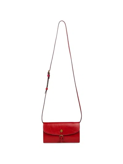 Etro Pony Buckle Leather Shoulder Wallet In Red
