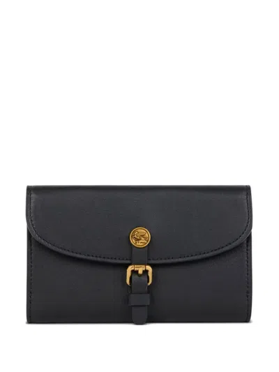 Etro Pony Leather Wallet In Black