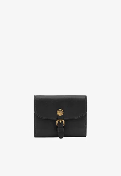 Etro Small Pony Buckle-detail Leather Wallet In Black