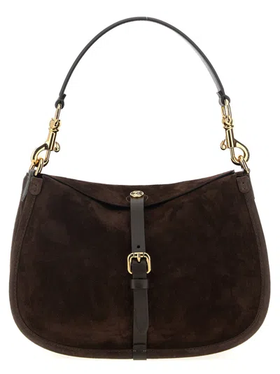 Etro Suede Shoulder Bag Featuring Buckle Detail In Brown