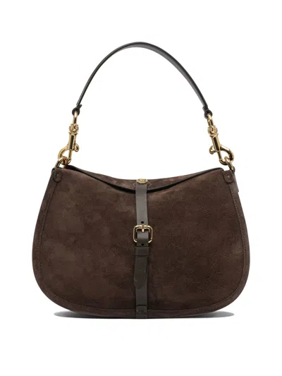 Etro Pony Mini Suede Shoulder Handbag With Interchangeable Strap In Brown