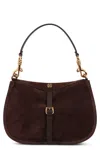 Etro Pegaso Coin Suede Crossbody Bag In Brown