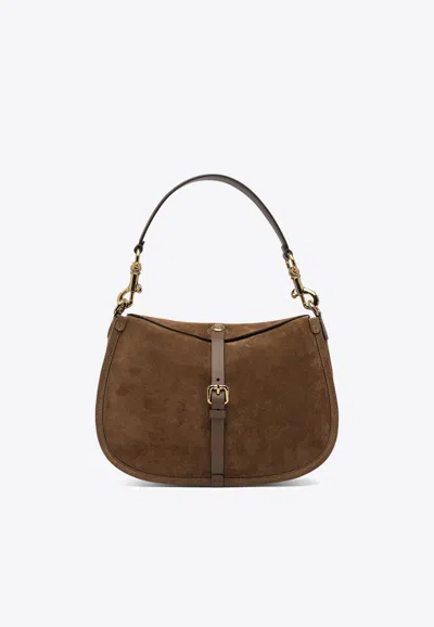 Etro Pony Suede Shoulder Bag In Brown