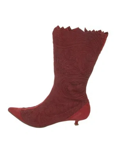 Pre-owned Etro Ponyhair Boots In Red