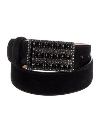 Pre-owned Etro Ponyhair Crystal Embellishments Belt In Black