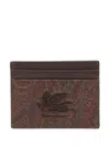 Etro Paisley Print Card Holder In Brown