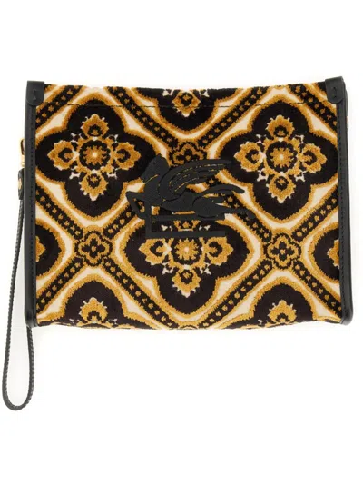 Etro Pouch Paisley Medium In Brown