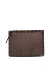 Etro Strap Leather Trim Clutch Bags In Red