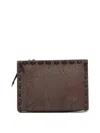 Etro Strap Leather Trim Clutch Bags In Red