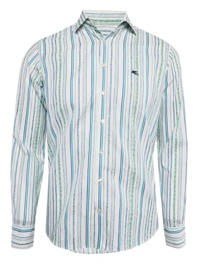 Pre-owned Etro  Stripe Paisley Shirt In Green