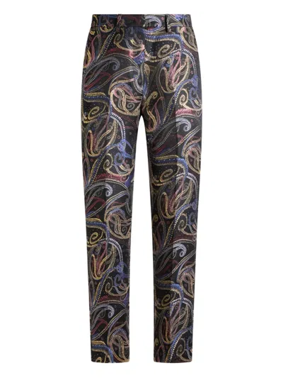 ETRO PRESSED CREASE PAISLEY-MOTIF TROUSERS