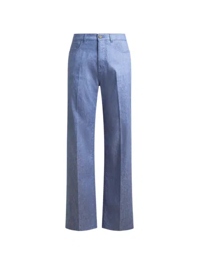 Etro Pressed-crease Straight-leg Jeans In Blue