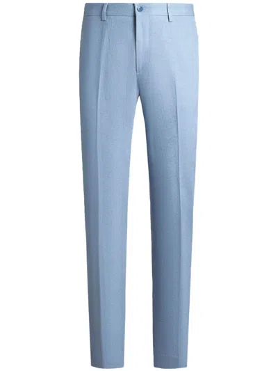 Etro Pressed-crease Trousers In Blue