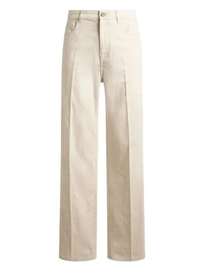 Etro Pressed-creases Leafy Jeans In Neutral