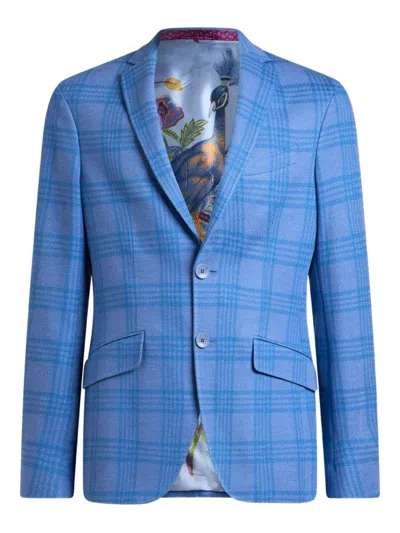 Etro Prince Of Wales-jacquard Blazer In Blue
