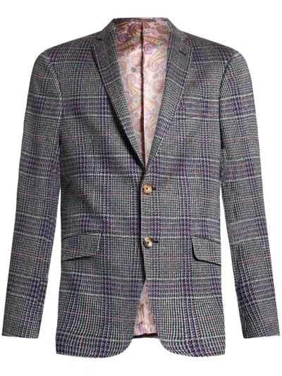 Etro Prince Of Wales-pattern Blazer In Grey
