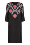 Etro Print Cady Dress In Blue