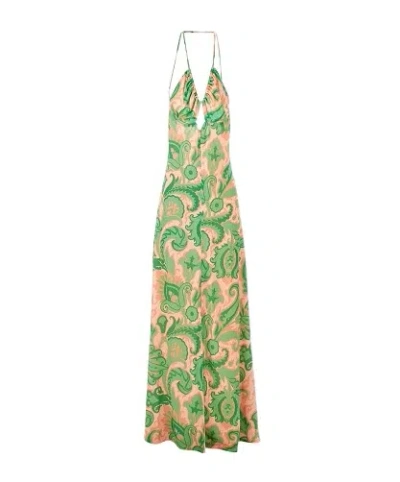 Etro Print Dress In Green