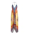 Etro Wallpaper-print Halter High-low Foulard Sundress In Multicolor